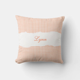 Rustikales orangefarbenes Gingham mit personalisie Kissen