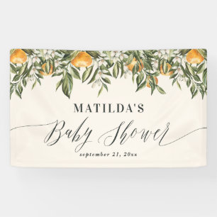 Rustikales Orangenzitrus botanisches Babydusche Pa Banner