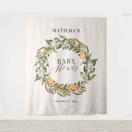 Rustikales Orangenzitrus botanisches Babydusche Pa Wandteppich
