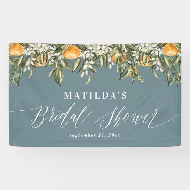 Rustikales Orangenzitrus botanisches Brautparty Pa Banner (Horizontal)