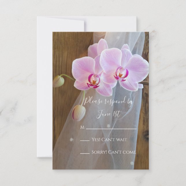 Rustikales Orchid Elegance Country Stall Wedding R RSVP Karte (Vorderseite)