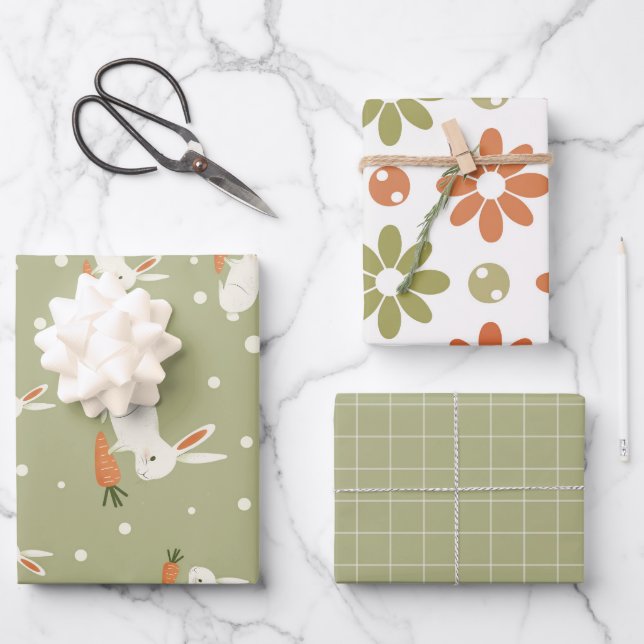 Rustikales Ostergeblasenes warmes Frühjahrsfest Se Geschenkpapier Set (Vorderseite)