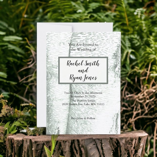 Rustikales Outdoor Woodsy Birch Tree Hochzeitsdesi Einladung (Von Creator hochgeladen)