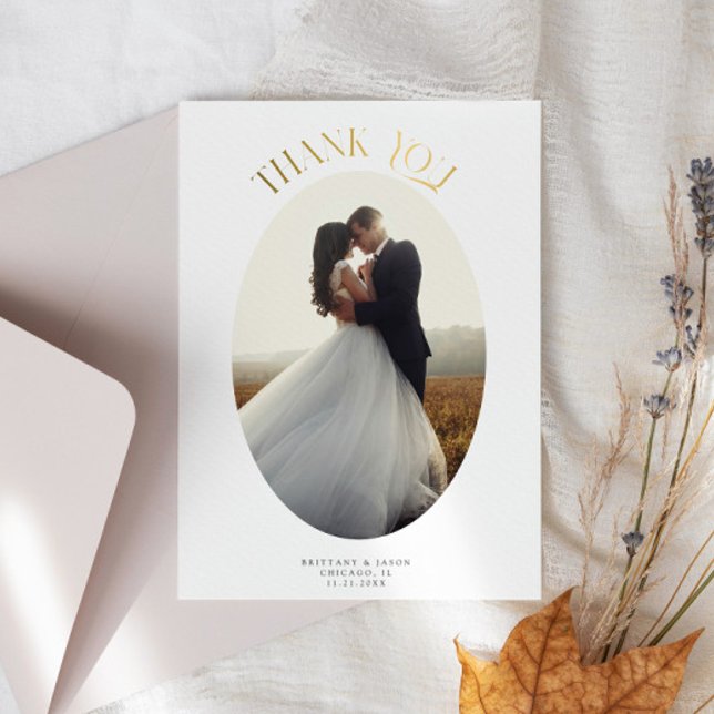 Rustikales Oval Frame Wedding Foto Danke Karte (Von Creator hochgeladen)