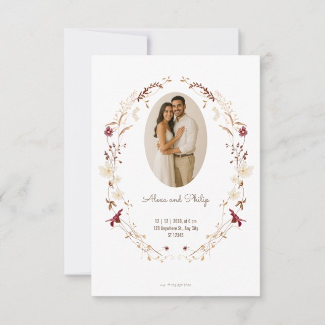 Rustikales, ovales Foto RSVP Karte (Vorderseite)