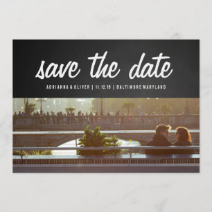 Rustikales Paar-Foto der Tafel-Save the Date Save The Date