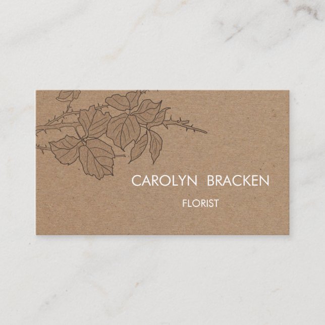 Rustikales Packpapier-Blätter Browns Visitenkarte (Vorderseite)