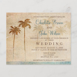 Rustikales Palm Trees Beach Einladung zur Hochzeit