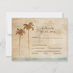 Rustikales Palme-Strand-Hochzeits-uAwg RSVP Karte