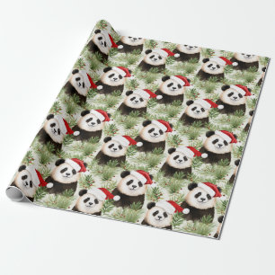 Rustikales Panda Santa Winter Ferienmuster Geschenkpapier