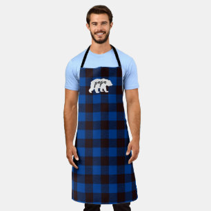 Rustikales Papa Bear Blue & Black Kariert Schürze