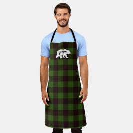 Rustikales Papa Bear Green & Black Kariert Schürze