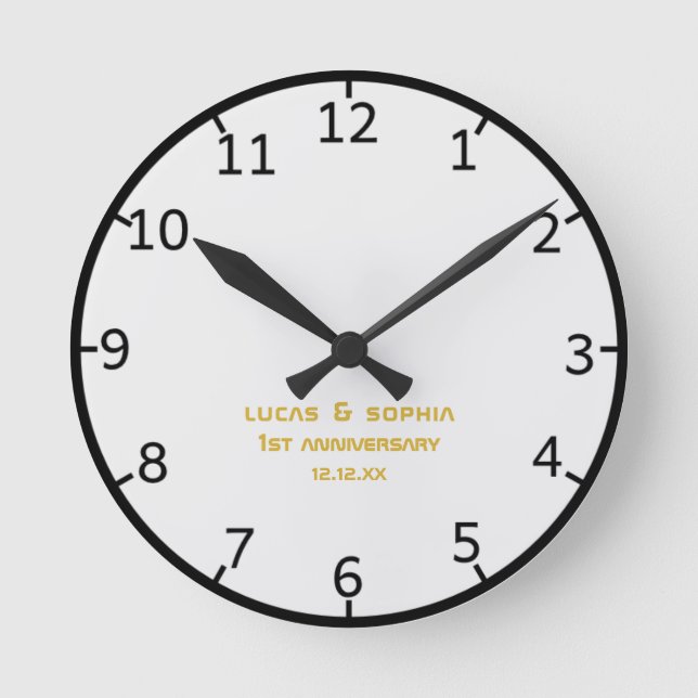 Rustikales Papier 1. Geburtstagsfeier Mauer Uhr (Vorderseite)