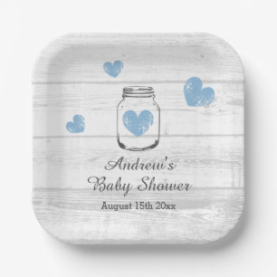 Rustikales Party aus Holzmason Junge Babydusche Pappteller