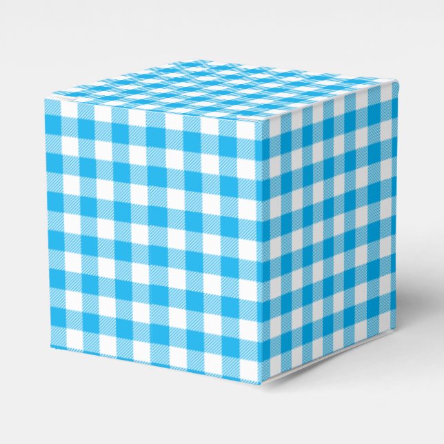 Rustikales Party Blue Kariert Gingham Country Wedd Geschenkschachtel (Vorderseite)