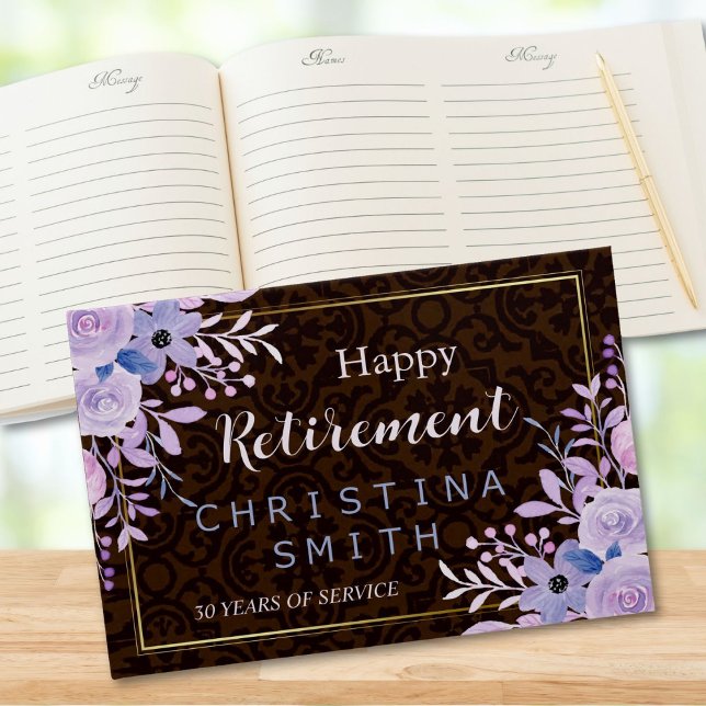 Rustikales Party für Blumenpastel Gästebuch (Rustic Floral Pastel Watercolor Retirement Party)