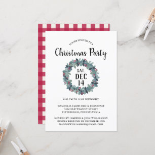 Rustikales Party Watercolor Berry Wreath Einladung