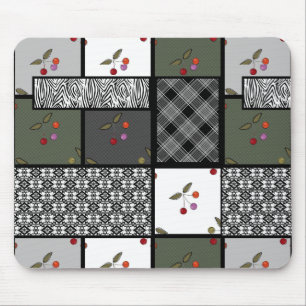 Rustikales Patchwork-Muster aus Grauoliven Mousepad