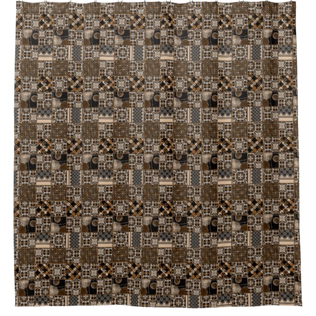 Rustikales Patchwork-Muster Duschvorhang (Vorderseite)