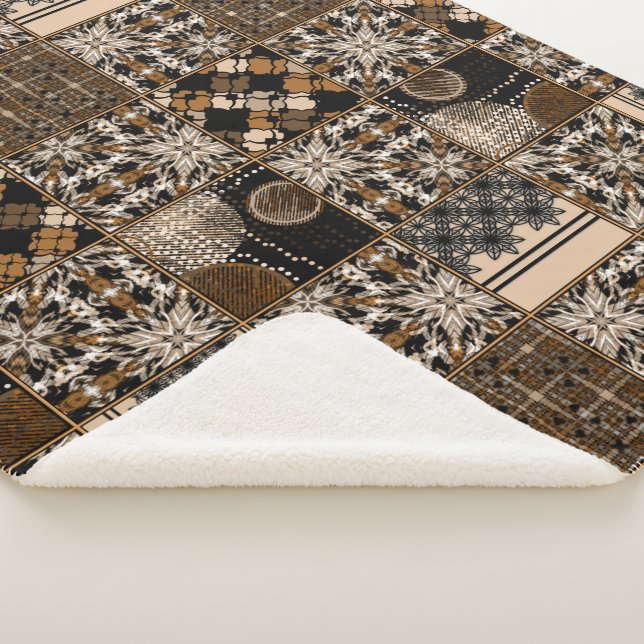 Rustikales Patchwork-Muster Sherpadecke (3/4)