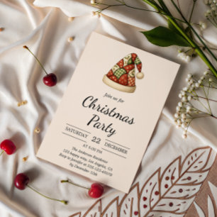 Rustikales Patchwork Weihnachtsmannmütze Weihnacht Einladung