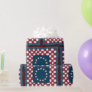 Rustikales patriotisches Americana-Quiltmuster USA Geschenkpapier