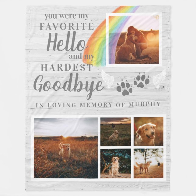 Rustikales Paw druckt Personalisiertes Pet-Memoria Fleecedecke (Vorderseite)