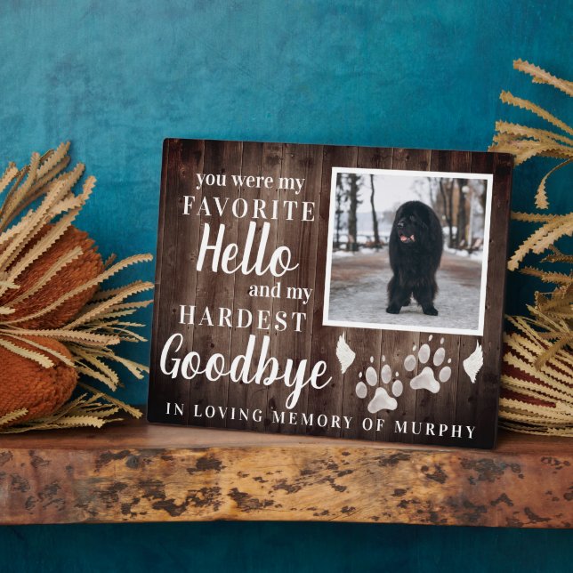 Rustikales Paw druckt Personalisiertes Pet-Memoria Fotoplatte (Seite)