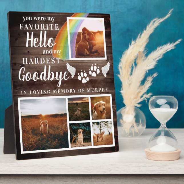 Rustikales Paw druckt Personalisiertes Pet-Memoria Fotoplatte (Seite)