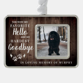 Rustikales Paw druckt Personalisiertes Pet-Memoria Rahmen-Ornament Silber