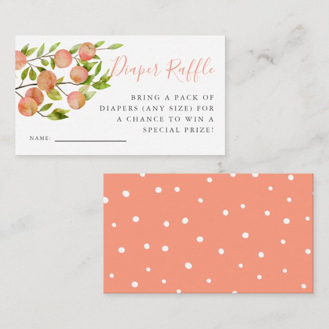 Rustikales Peach Baby Duschkabine - Raffle Ticket Begleitkarte (Vorne/Hinten)