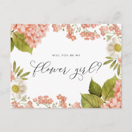 Rustikales Peach Wassercolor Hydrangeas Flower Gir Postkarte