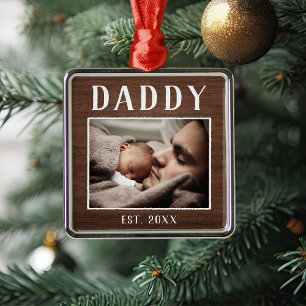 Rustikales Personalisiert Daddy Foto Ornament Aus Metall