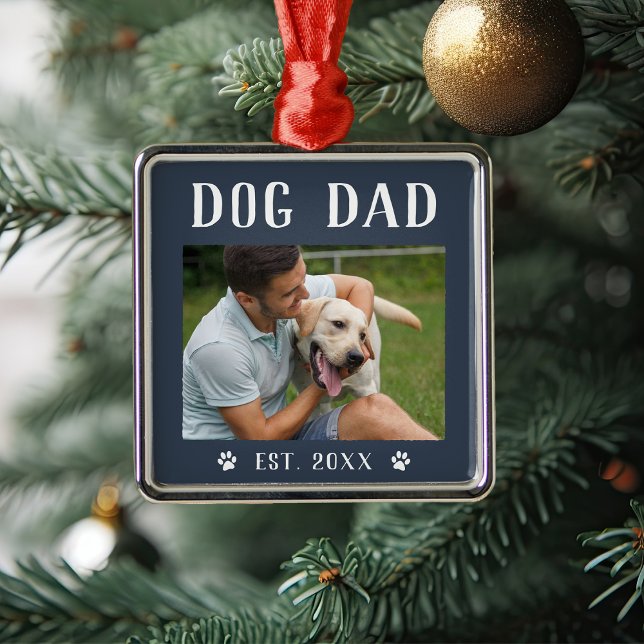 Rustikales Personalisiert Dog Vater Foto Ornament Aus Metall (Von Creator hochgeladen)