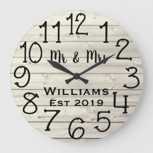 Rustikales, Personalisiert-graues, gestörtes Holz Große Wanduhr