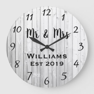 Rustikales Personalisiertes Graues Holz Individuel Große Wanduhr