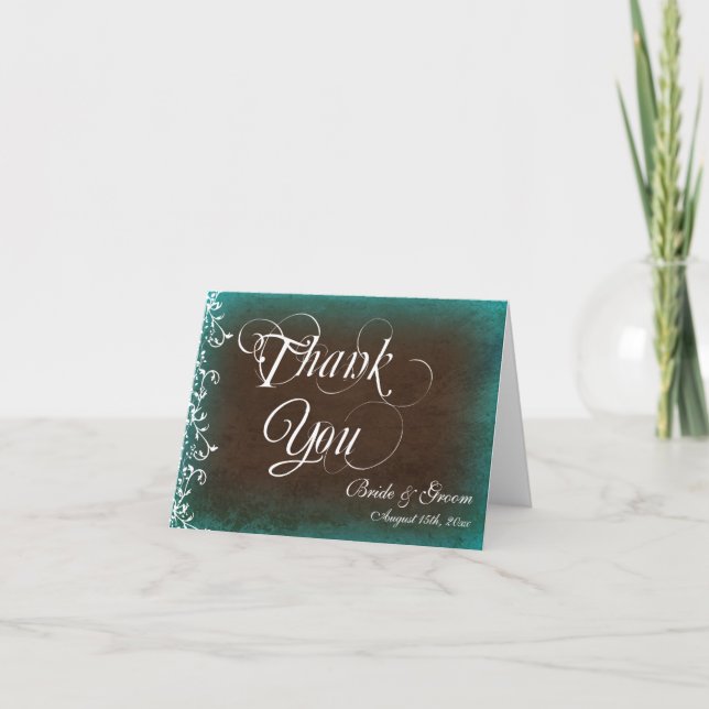 Rustikales Personalisiertes Hochzeitsszenario Dank Dankeskarte (Vorderseite)