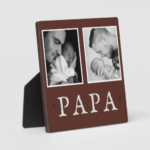 Rustikales Personalisiertes PAPA 2-Foto Plaque Fotoplatte