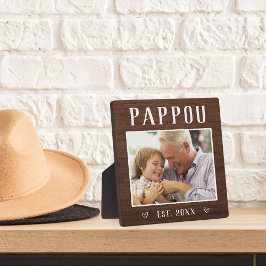 Rustikales Personalisiertes Pappou Grandpa Foto Fotoplatte