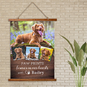Rustikales Pet-Memorial Personalisiert 4 Foto Hund Wandteppich Mit Holzrahmen