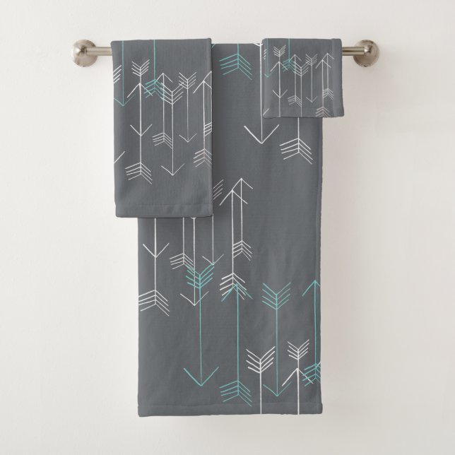 Rustikales Pfeil-graues Aqua-weißes Tuch-Set Badhandtuch Set (Insitu)