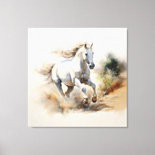 Rustikales Pferd: Feld der Träume Aquarellmalerei Leinwanddruck