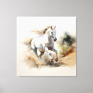 Rustikales Pferd: Feld der Träume Aquarellmalerei Leinwanddruck