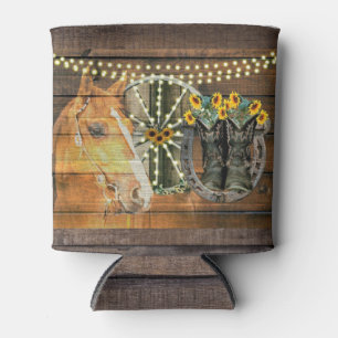 Rustikales Pferd Sonnenblumen Wagon Wheel Cowboy B Dosenkühler