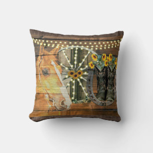 Rustikales Pferd Sonnenblumen Wagon Wheel Cowboy B Kissen