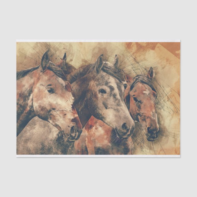 Rustikales Pferdetrio Seidenpapier (Vorderseite)