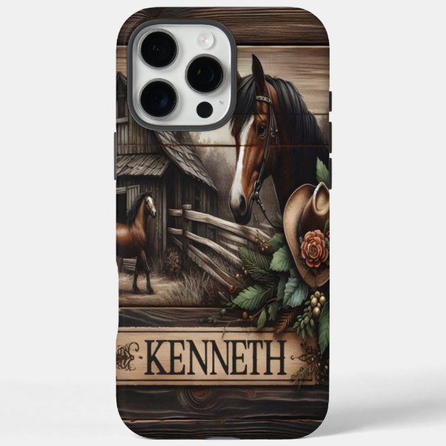 Rustikales Pferdezuchtzeichen iPhone 16 Pro Max Hülle (Rückseite)