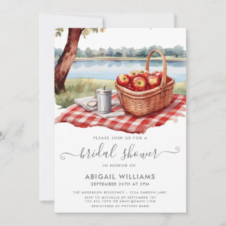 Rustikales Picnic Park Lake Apple Red Brautparty Einladung