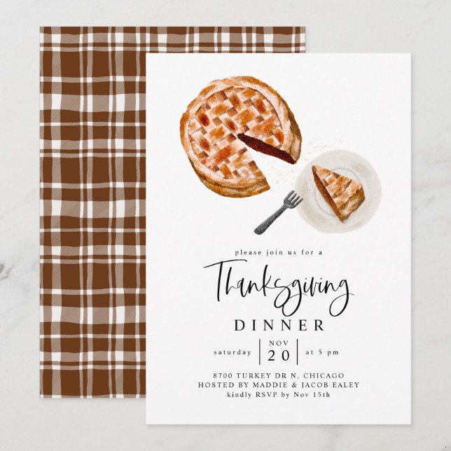 Rustikales Pie Erntedank Dinner Party Einladung (Vorne/Hinten)