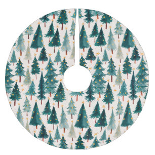 Rustikales Pine Tree Muster Baumrock Polyester Weihnachtsbaumdecke